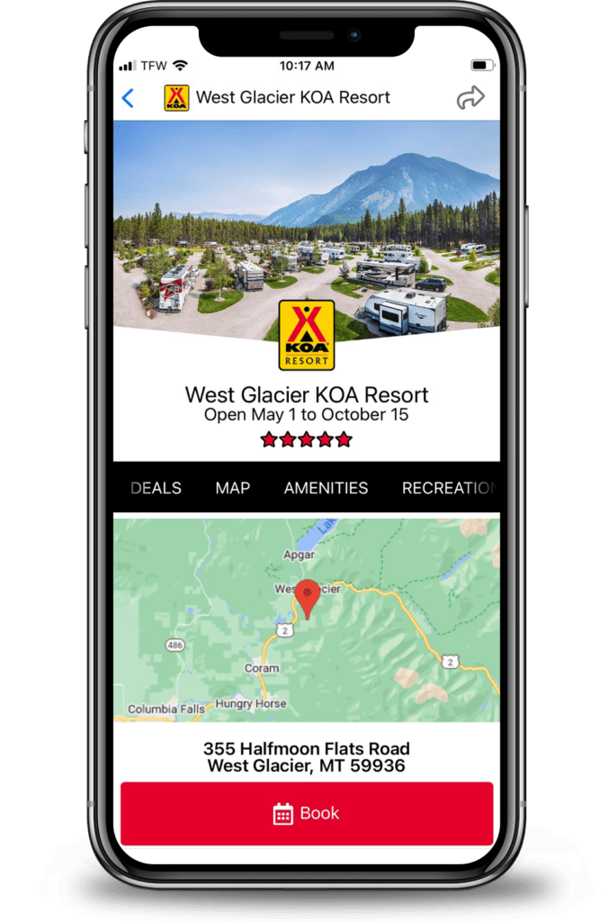 KOA App Campground Screen - Tempest Technologies, LLC KOA App Campground Screen