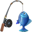 Emoji of a fish and fishing pole