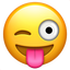 Emoji of a face winking with tongue out