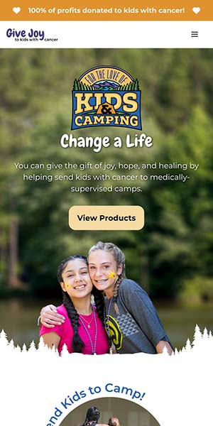 portfolio-screenshot-for-the-love-of-camping-mobile Screenshot of the For the Love of Kids and Camping website on mobile