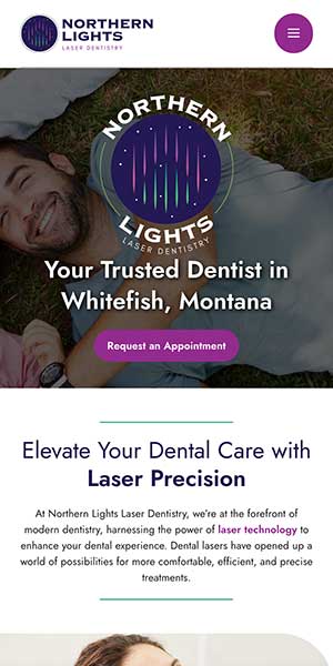 portfolio-screenshot-nll-dentistry-mobile-3 Screenshot of Northern Lights Laser Dentistry Website on mobile