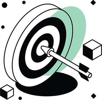 icon-illustration-seo-target An illustration of an arrow hitting a target signifying Search Engine Optimization
