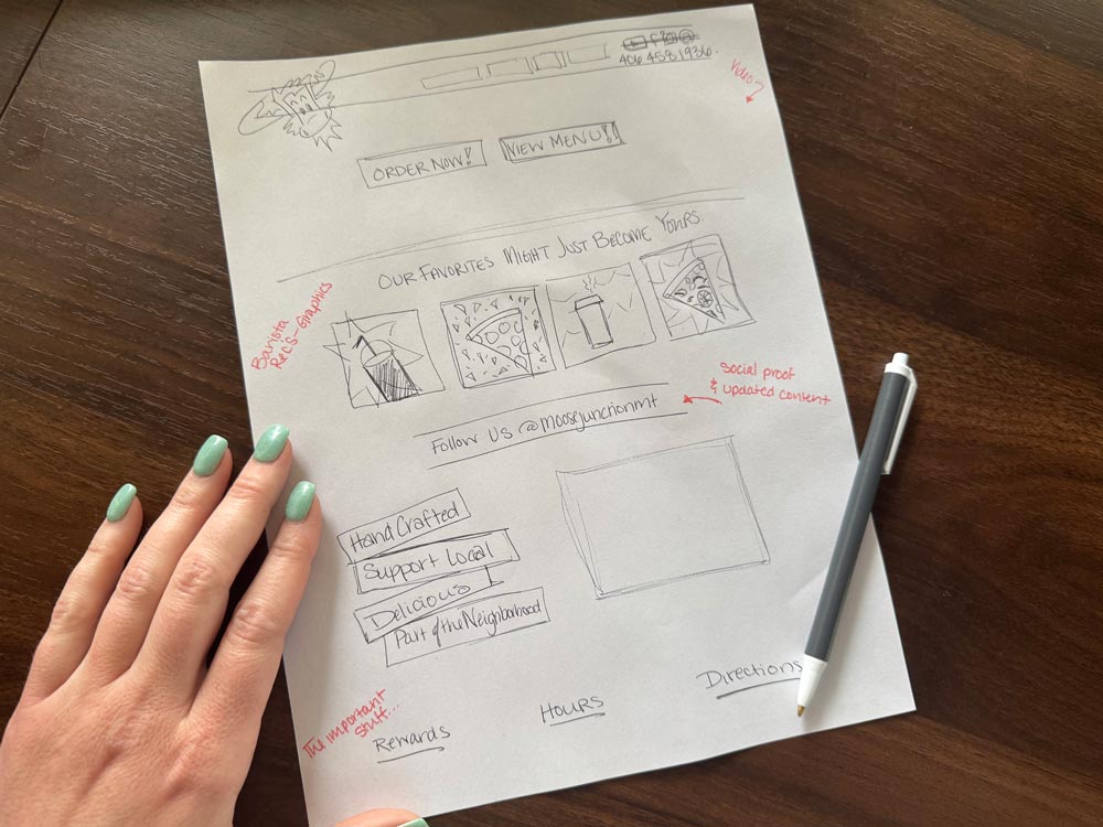 napkin-drawing One of Katya's, our creative director, famous napkin drawings that turn into beautiful websites.