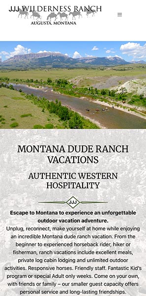 Website screenshot - JJJ Wilderness Ranch