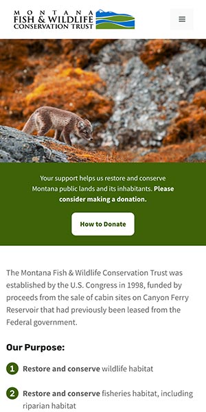 Website screenshot - Montana Fish & Wildlife Conservation Trust