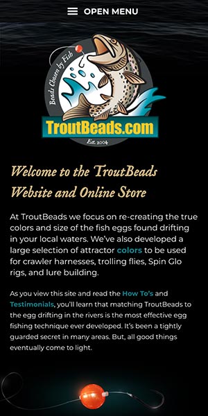 Website mobile screenshot - troutbeads.com