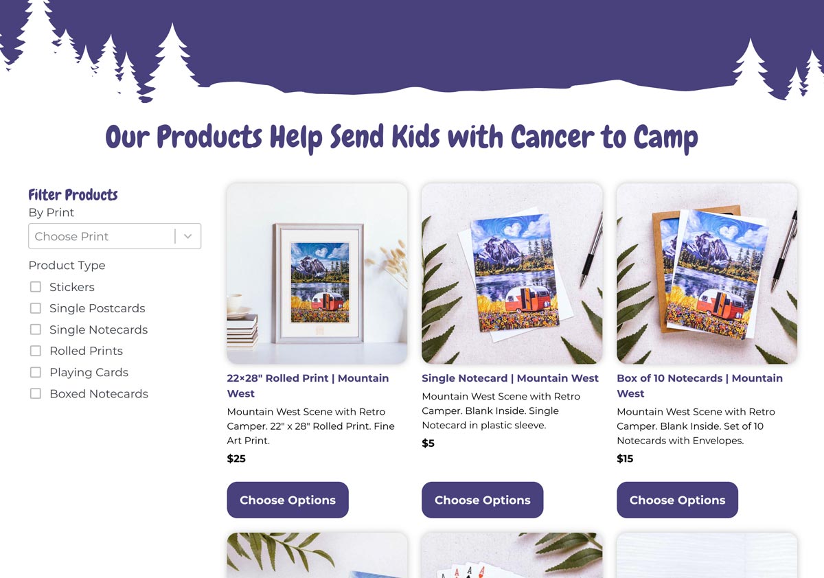 Screenshot of an e-commerce website - fortheloveofcamping.com