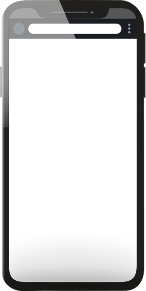 Illustration of a dark smartphone showing a mobile browser with a white search/URL bar at the top and a large white trapezoid covering part of the screen.